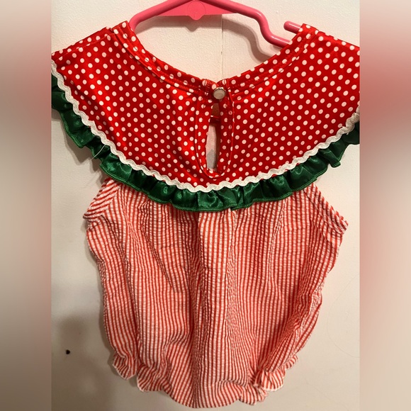 Red and Green Watermelon-Themed Baby Romper - Picture 2 of 2